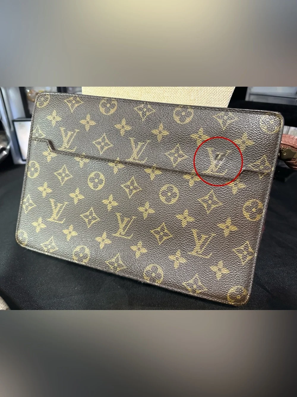 Auth LOUIS VUITTON Pochette Homme M51795 Monogram Clutch/Crossbody Bag